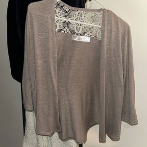 NWT 3/4 Sleeve Cardigan w/ crochet back detail